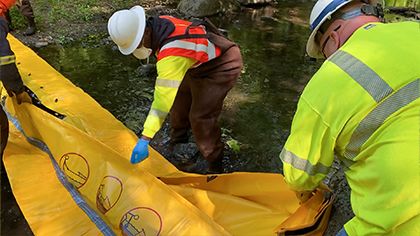 cleaning up spills in rivers and streams