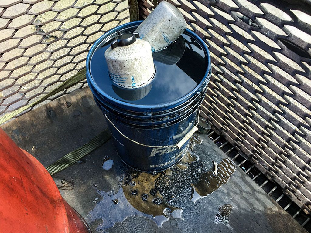 Substation oil leaks and drip bucket
