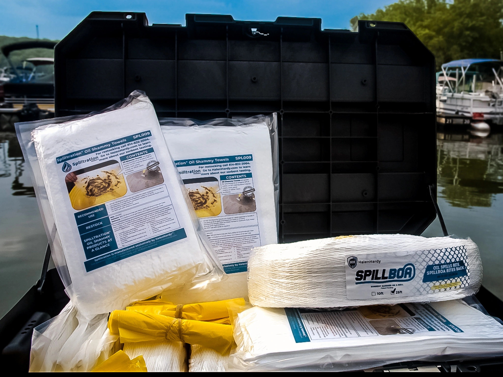 portable large spill kit for marine spills