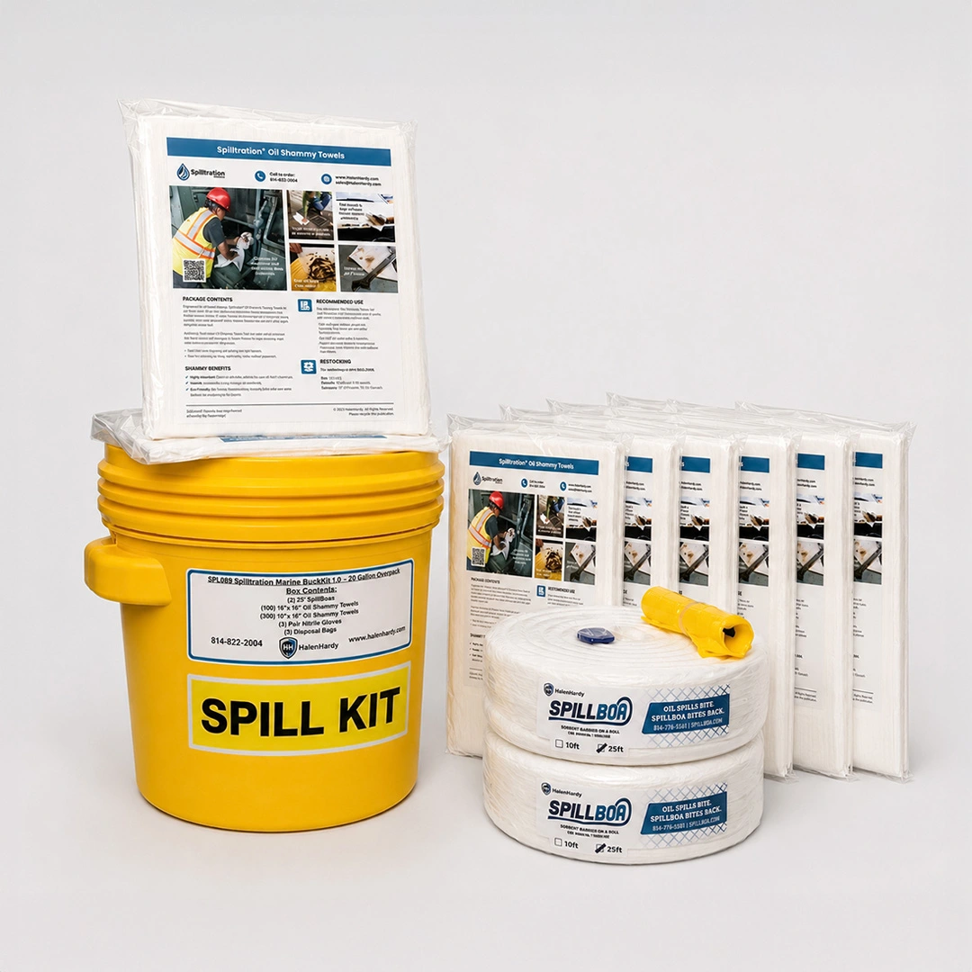 Spilltration® Marine BuckKit Spill Kit in 20 Gallon Overpack contents