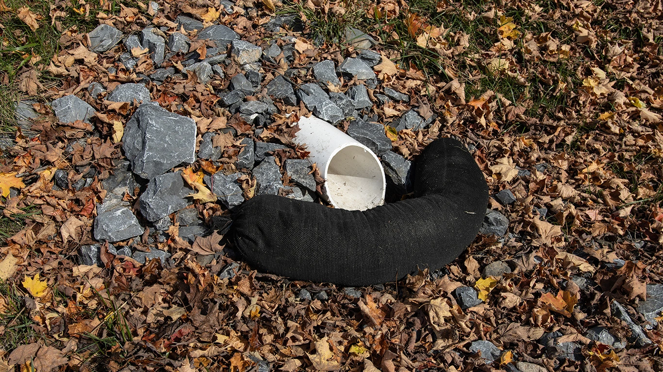 5" x 10' sock effectively containing a 24" x 48 curb-inlet storm drain (SPL