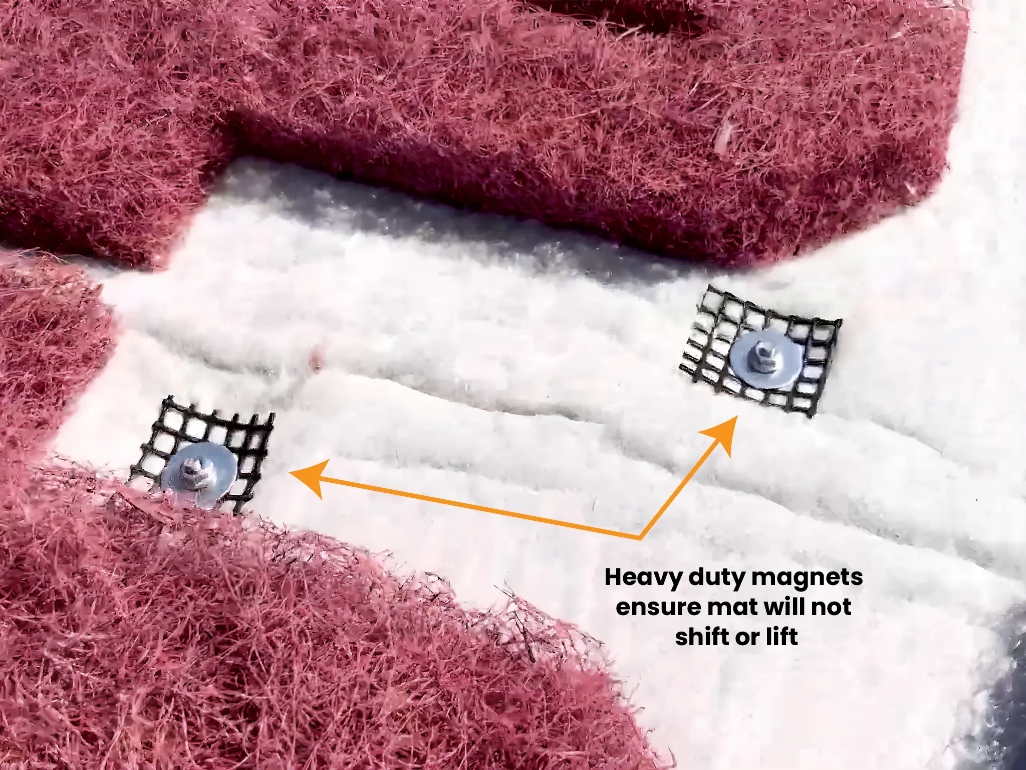 Heavy duty magnets keep Grizzly Storm Drain Filter Mat in place