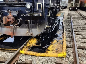 Train washdown berm