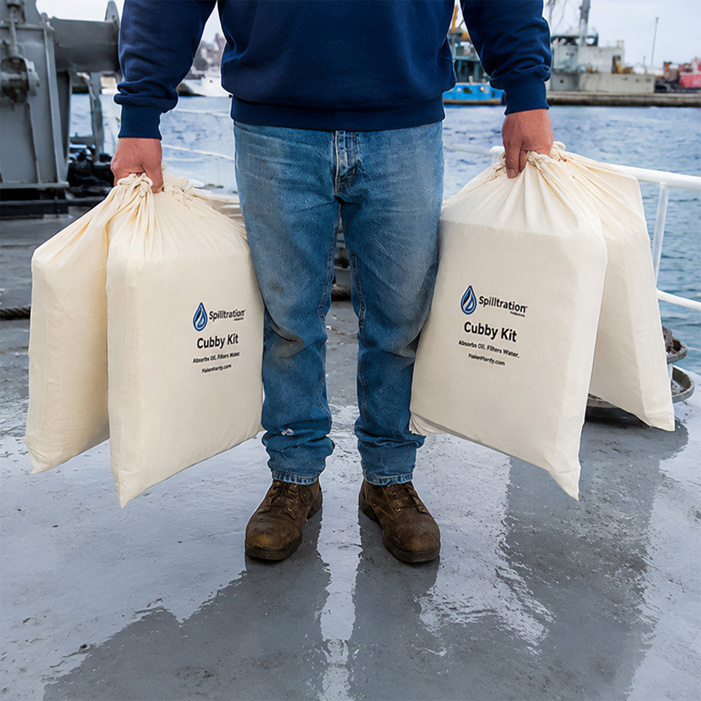 Lightweight duffel oil spill kits for boating
