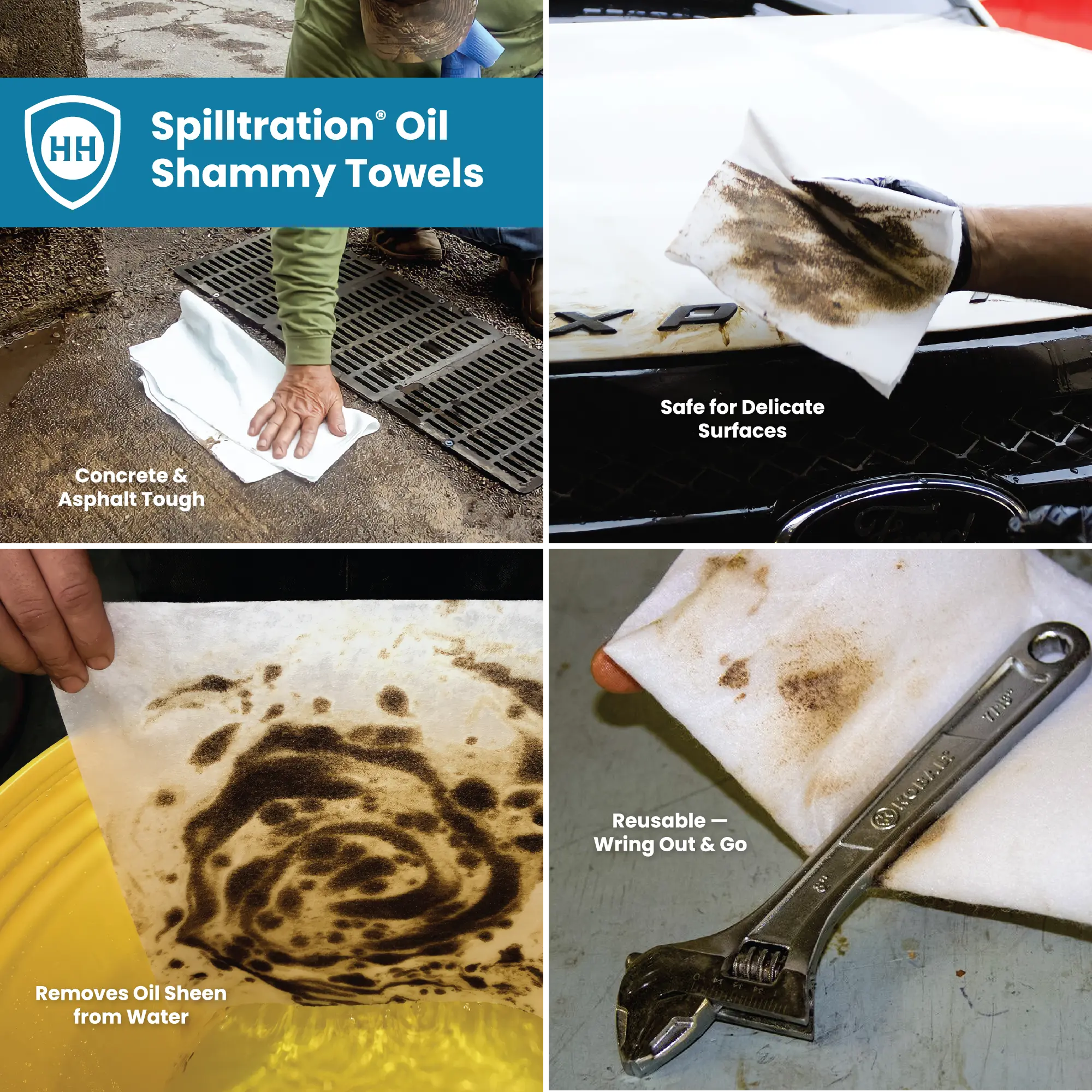 versatile spill cleanup spilltration oil shammy towels