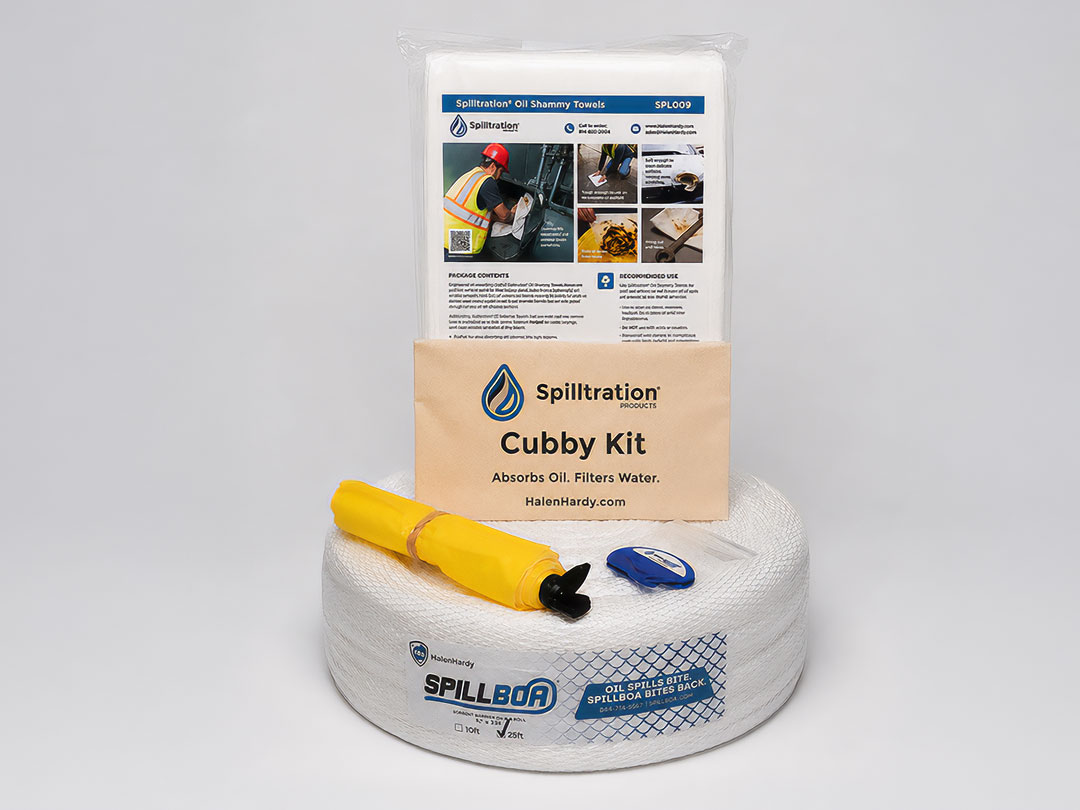 Spilltration® Marine Oil Spill Cubby Kit contents